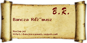 Bancza Rémusz névjegykártya